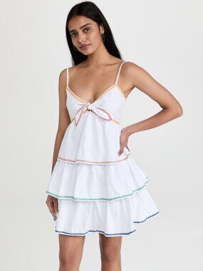 NWOT English Factory Colorblock Wave Trim 3 Tiered Dress Sz S